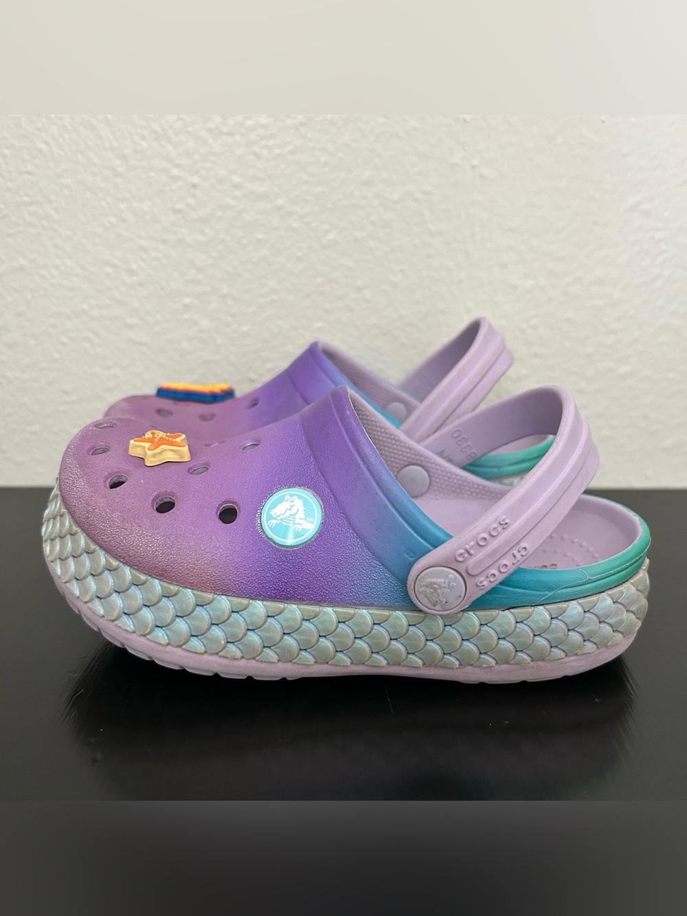 Crocs Mermaid Metallic Crocband Purple Clogs Slip On Shoes Little Girls Size 11